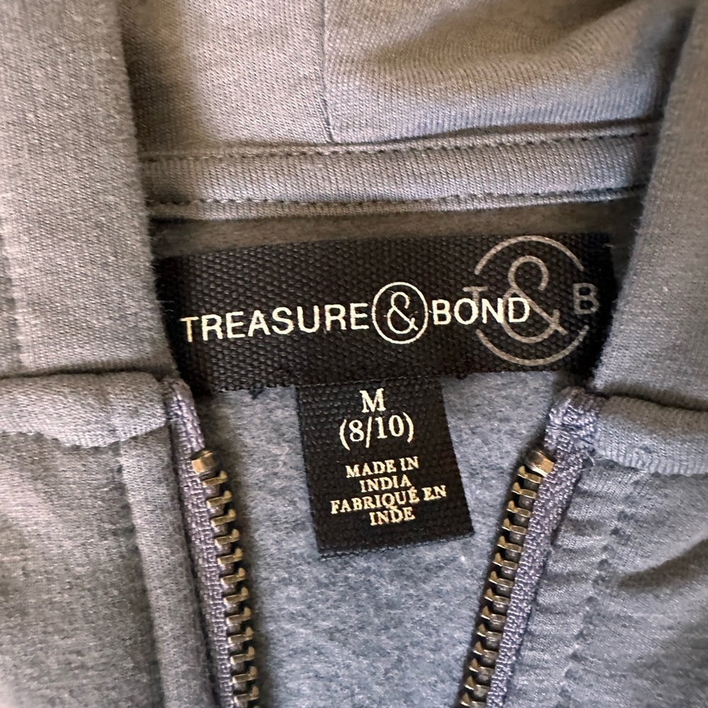 Treasure & Bond Blue Zip-Up Hoodie Sz 8/10 - Picture 2 of 4